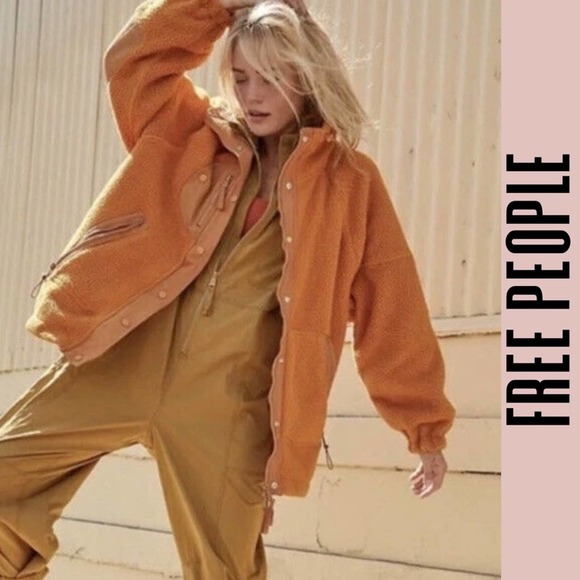 SOLD -D- Free People jacket orange fuzzy - Picture 14 of 16